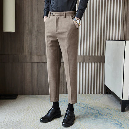 saferido  Men's Business Pants British Style Slim Fit Classic Formal Dress Pants for Men Wedding Party Trousers 29-38