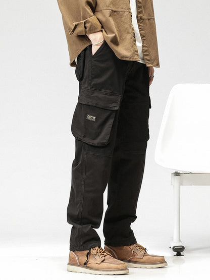 Spring Summer Multi-Pockets Men's Straight Cargo Pants Military Style Tactical Long Trousers Male Cotton Casual Work Pant