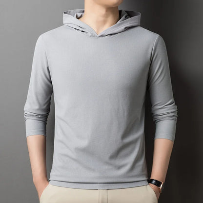saferido Fashion Spring Autumn Thin Hoodies Men Pullover Sweatshirts Slim Hoodie Streetwear Mens Solid Color Casual Hooded Sweatshirts