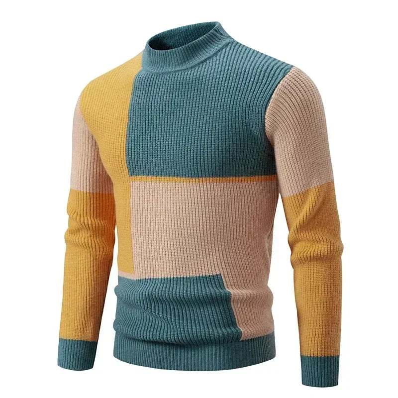 High Quality Men's New Autumn and Winter Casual Warm Neck Sweater Knit Pullover Warm Tops