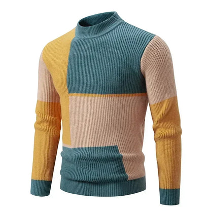 High Quality Men's New Autumn and Winter Casual Warm Neck Sweater Knit Pullover Warm Tops