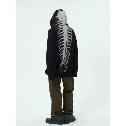 saferido American Men's Winter Oversized Pattern Loose Hooded Sweater Knit Sweater Sweater High Street Couple Sweater Trendy Tops Y2K