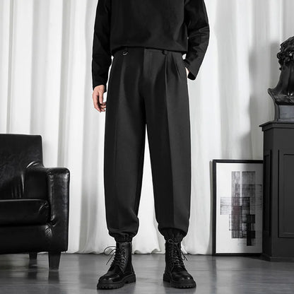 saferido Black Men's Trousers Korean Fashion Baggy High Waist Straight Suit Pants Spring Autumn Casual Oversized Male Bottoms Y2k Clothes