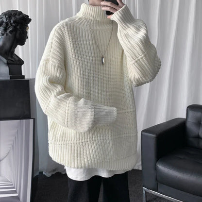 saferido Autumn Winter Mens Casual Turtleneck Pullover Men's Long Sleeve Rollneck Sweater Korean Style Fashion Warm Knitted Sweater