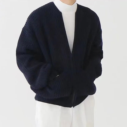 Autumn Knitted Long Sleeve Sweater Men Fashion Cardign Knitwear Slim Fit Men's Clothing New Pocket Warm Zipper Tops Male