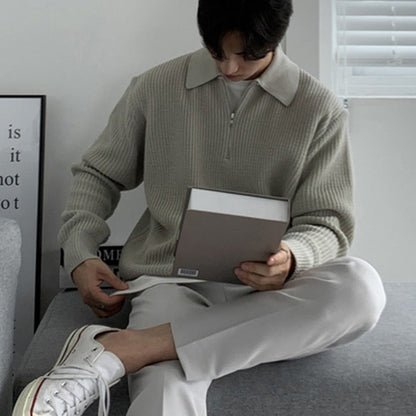 Korean Fashion Men Sweaters Chic Luxury Pullover Tops Mens Autumn Winter Vintage Loose Long Sleeve Kintted Sweater Streetwear