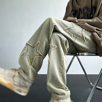 saferido Vintage Men's Trendy Jeans American Premium Simple Casual Pants Fashion Street Male Straight Pants Fashionable Peplum Clothing