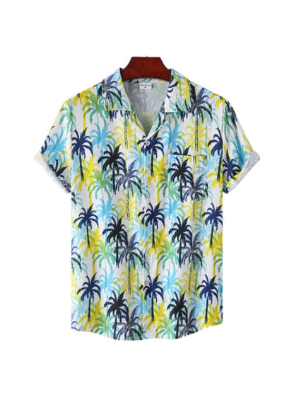 Hawaiian Men's Shirt Short Sleeve Oversized 3D Printing Anime Coconut Tree Pattern Male Clothes Harajuku Tops Summer Fashion