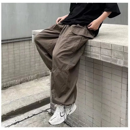 saferido  Vintage Baggy Cargo Pants Men Cotton Wide Leg Trousers Male Oversize Retro Loose Casual Japanese Streetwear Hip Hop