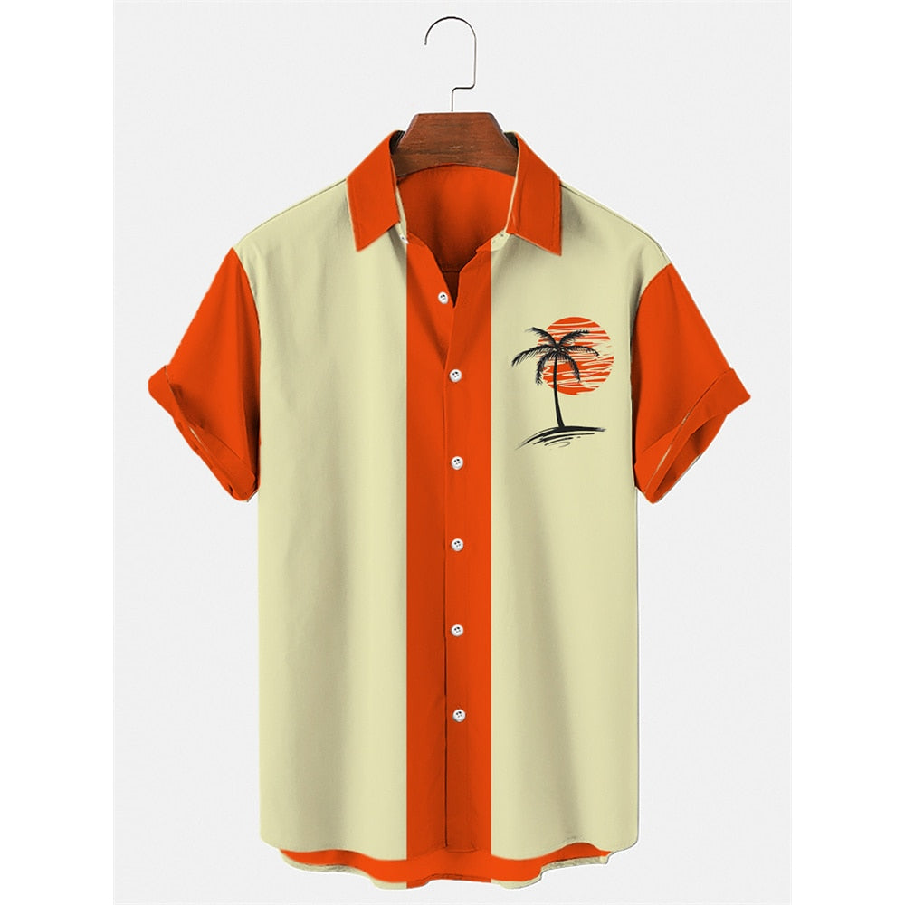 Men's 3D Print Summer Short Clothes Coconut Casual Beach Lapel Luxury Shirt Loose And Breathable Sleeve Retro Top Harajuku