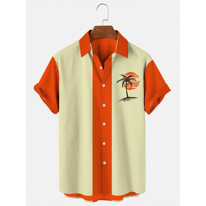Men's 3D Print Summer Short Clothes Coconut Casual Beach Lapel Luxury Shirt Loose And Breathable Sleeve Retro Top Harajuku