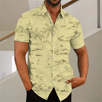 Men's Hawaiian Shirt Short Sleeve For Men 3D Coconut Tree Printing Blouse Tops Casual Oversized Tee Shirt Men Clothing