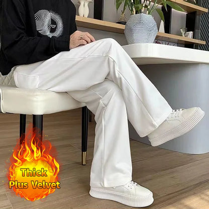 saferido Black Men's Sweatpants Loose Straight Casual Mopping Pants Spring Solid Color Versatile Oversized Wide Leg Sports Trousers 3XL