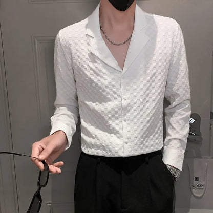 saferido Men Spring High Quality V-Neck Long-Sleeved Shirts/Male Slim Fit High Quality Club Business Dress Shirts Plus Size M-4XL