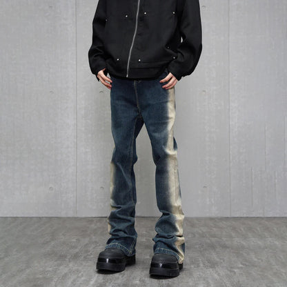 Skinny Jeans Men Y2k Street Contrast Fashion Casual Slim Flared Trousers Autumn Streetwear Vintage Winter Stretch Denim Pants