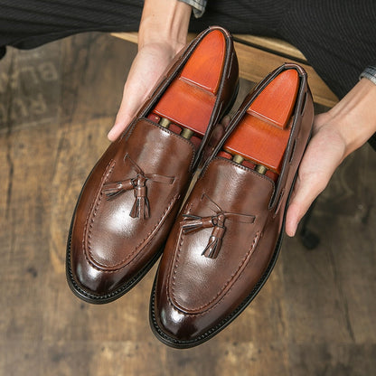 saferido Classic Men's Casual Loafers Driving Shoes Moccasin Fashion Male Comfortable Autumn Leather Shoes Men Lazy Tassel Dress Shoes