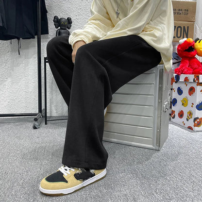saferido Loose Sweatpants Men High Street Wide Leg Pants Spring Autumn Fashion Hong Kong Style Solid Straight Tube Trousers Male Clothes