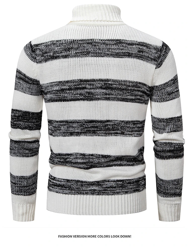 High Quality Men's New Autumn and Winter Casual Warm Neck Sweater Knit Pullover Warm Tops