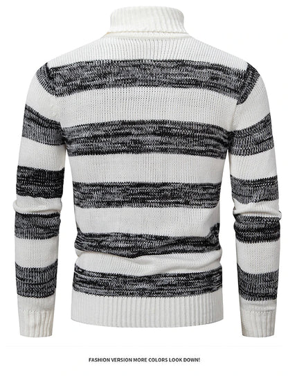 High Quality Men's New Autumn and Winter Casual Warm Neck Sweater Knit Pullover Warm Tops