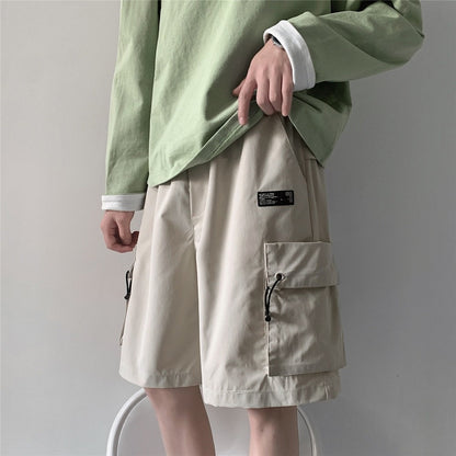 Loose Shorts Men Summer Japsn Style Wide Cuff Shorts Men Jogger Shorts Streetwear With Big Pockets Work Trousers