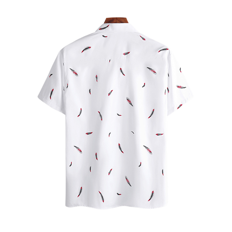 Harajuku Feather Hawaiian Men's Shirt Printed Short Sleeve Casual White Street Summer Beach Shirts For Men Clothing  Summer