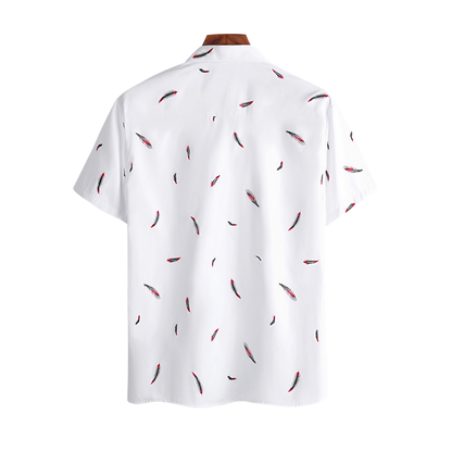 Harajuku Feather Hawaiian Men's Shirt Printed Short Sleeve Casual White Street Summer Beach Shirts For Men Clothing  Summer