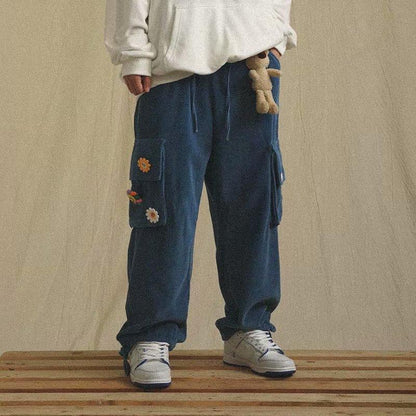 Corduroy Pants Wide Leg Pants for Men Cargo Trousers Male Vintage Pants Winter Warm Japanese Harajuku Fashion Hip Hop