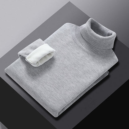 Winter Turtleneck Sweater Men Knitted Fleece Pullovers Sweater Men's Clothing Warm Solid Color Sweater Turtleneck Pullover Men