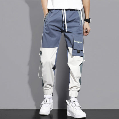 Streetwear Spring Casual Men's Pants Cotton Harem Ribbons Joggers Men Patchwork Fashion Ankle Length Jogger Pants For Boys