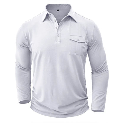 saferido New Spring Autumn Polo Shirt Men Solid Color Turn Down Collar Casual Tops Tees Mens Long Sleeve Polos Tops 60% Cotton Tshirt Man