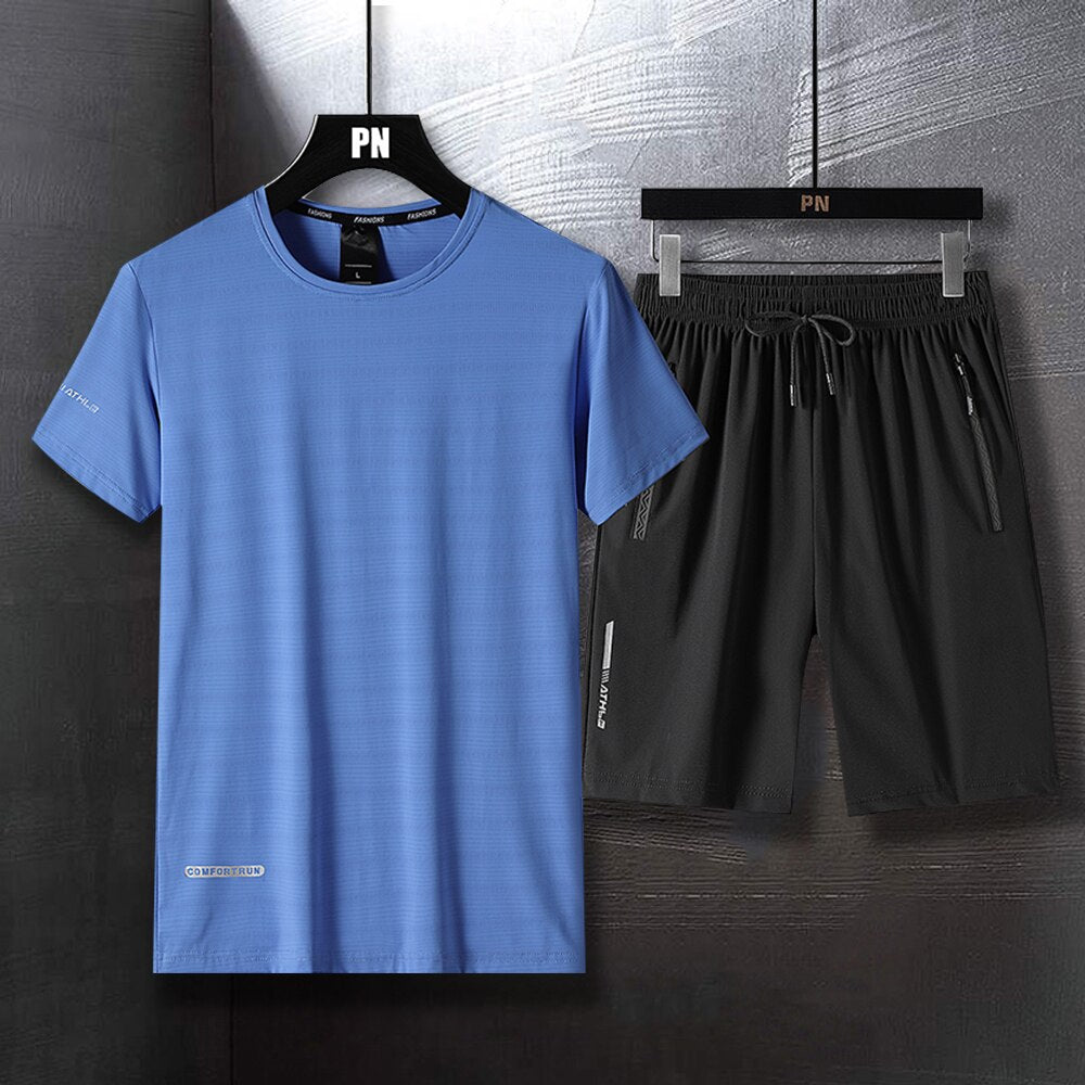Tracksuit Men Shorts Set Athletic Sports Wear Clothing Quick Dry 2 Piece Sets Men Running Suits Sweatsuit