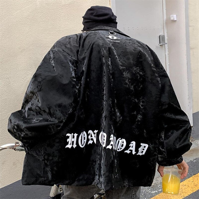 Letter printed jacket Men's Oversized jackets Autumn new fashion casual loose high street hip-hop jacket hip-hop jackets coats