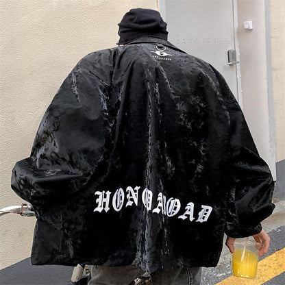 Letter printed jacket Men's Oversized jackets Autumn new fashion casual loose high street hip-hop jacket hip-hop jackets coats