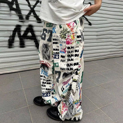 saferido Y2k Mens Streetwear American Design Camouflage Overalls Mens Harajuku Retro Hip-Hop Falling Loose Casual Wide-Leg Pants
