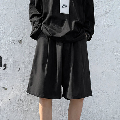 saferido Summer Suit Shorts Men Fashion Society Mens Dress Shorts Korean Loose Grey Black Casual Shorts Mens Office Formal Shorts M-2XL