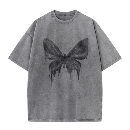240G Cotton Vintage Short-sleeved T-shirt Men Y2K American Retro T Shirt Women Summer Hip Hop Tees Harajuku T-shirts