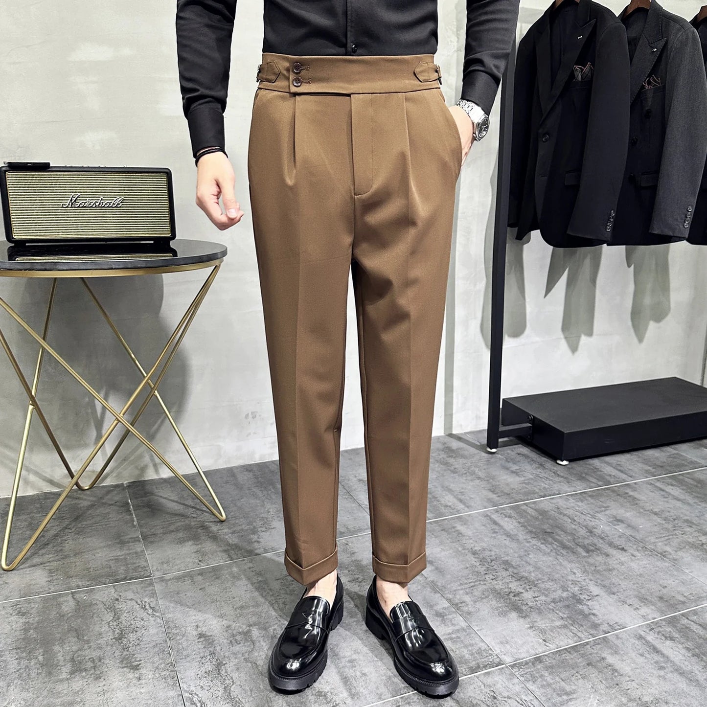 saferido Men Spring Autumn Suits Pants Male Formal Wear Boutique Trousers Quality Men British Style Business Casual Loose Suits Pants