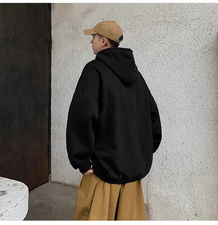 Letter Printing Hoodie Men Oversized Hooded Sweatshirts Fleece Autumn and Winter Korean Fashion Couple Clothing Pullover Hoodies