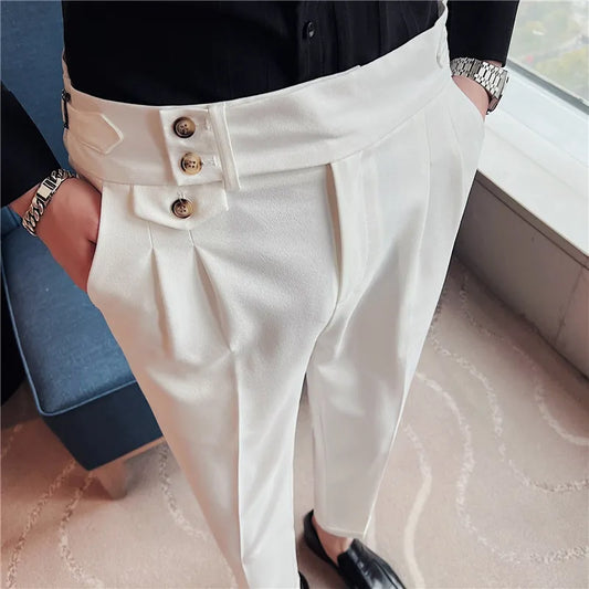saferido Fashion High Quality Cotton Men Pants Straight Spring and Summer Long Male Classic Business Casual Trousers Full Length 36