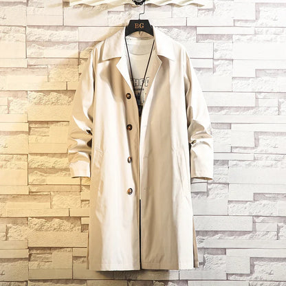 Spring Men Trench Design Solid Color Breasted Oversize Leisure Teen Long Coats Outwear Hombre Korean Style Windbreaker 5Xl