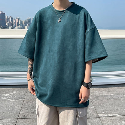 New Design Men's T Shirt Summer Fashion Loose Basic Solid O-Neck T Shirts Women Casual Short Sleeve Hip Hop Top Tees Streetwears
