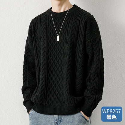 saferido Men's Knitted Vintage Sweater Argyle Black Pullovers Sweaters and Jumpers Green Autumn Winter Retro Streetwear Harajuku