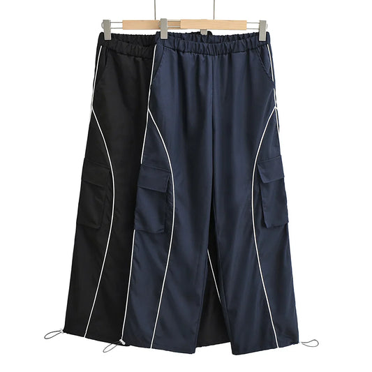 saferido Sports Pants for Men Jogging Sweatpants Wide Leg Cargo Trousers Male Black Streetwear Loose Casual American Street