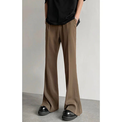 Brown Black Suit Pants Men Fashion Social Mens Dress Pants Korean Loose Straight Casual Flared Pants Mens Office Formal Trousers