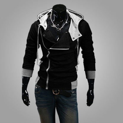 Casual Man Hoodie Sweatshirt Slim Male Zipper Streetwear Cardigan Hoodies Outerwear Black Sportswear Men Hooded Jacket
