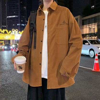 New Men's Casual Shirts Long Sleeve Oversized Vintage Graphic Male Blouses Tops Fashion Spring Clothing