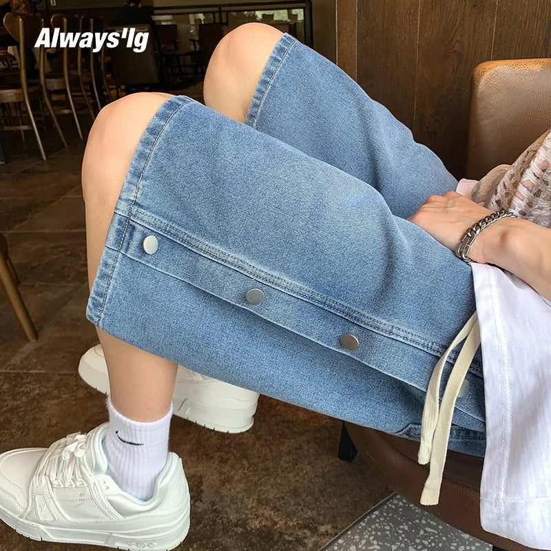 saferido New Mens Fake Zippers Jeans Shorts Korean Fashion Shorts Harajuku High Street Men Clothing Casual Shorts Streetwear Short Pants