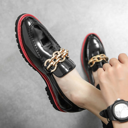 saferido Men Casual Slip-On Leather Shoes Business Casual Patent Leather Glossy Shoes Man Streetwear Fashion Wedding Dress Luxury Shoes