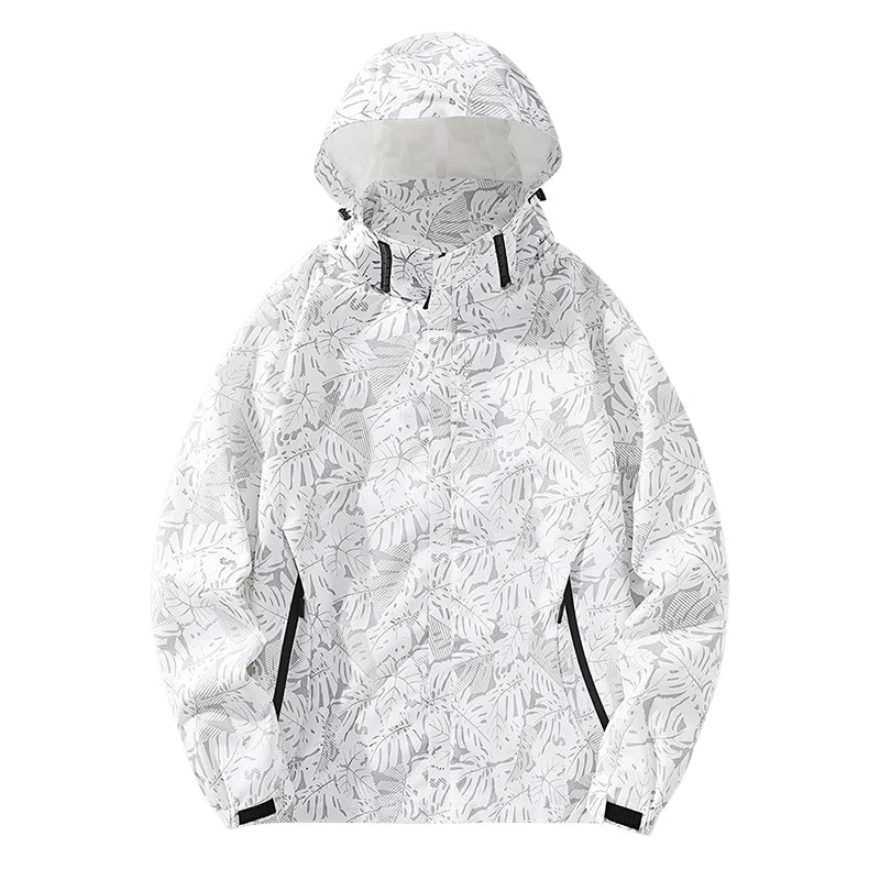 New Spring Mens Lightweight Waterproof Rain Jacket Raincoat for Hiking Travel with Removable Hood Windbreaker Jacket Top