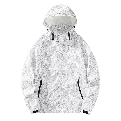 New Spring Mens Lightweight Waterproof Rain Jacket Raincoat for Hiking Travel with Removable Hood Windbreaker Jacket Top